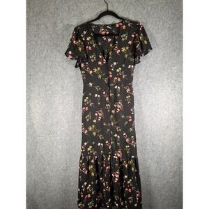 Windsor Dress Women Small Black Midi Dark Floral Whimsigoth‎ Fairy Cottage